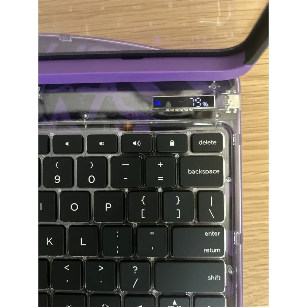 Tiaota Transparent Keyboard Case For iPad Air M3/M2 11in 10.9 Pro 360 PurpleV23